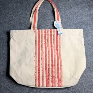 Elise & Zoey‎ Splash & Stash Water Resistant Canvas Beach Tote Bag NWT